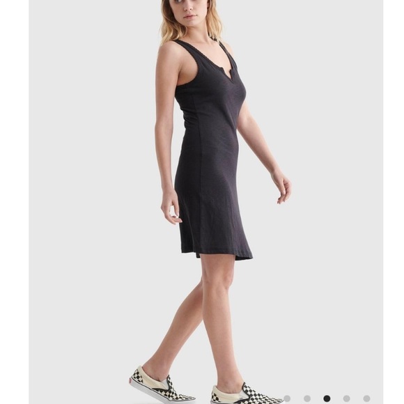 🆕 Lucky Brand Scallop Notch Midi Dress in Jet Black | Womans Small - Picture 3 of 7